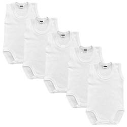 MEA BABY Unisex Baby Achselbody aus 100% Baumwolle im 5er Pack, Baby Body weiss, Baby Body weiß für Madchen, Baby Body weiß für Jungen (92) von MEA BABY