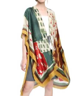 MEANBEAUTY Damen Blumendruck Kimono Strickjacke Strandkleid Badebekleidung Sommer Strand Cardigan Bikini Cover Up von MEANBEAUTY