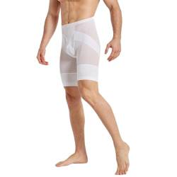 MECKOZ Herren Shapewear Shorts Kompression Unterwäsche Tummy Control-Bauchtrimmer Thigh Slim Boxershorts mit Langem Bein (Color : White, Size : XL) von MECKOZ