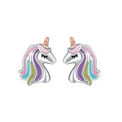 Einhorn Ohrringe Mädchen 925 Sterling Silber Einhorn Kinder Ohrstecker Kleine Ohrringe Tiere Ohrstecker Einhorn Schmuck für Frauen Kinder Tochter Geburtstag Geschenk von MEDWISE