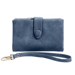 MEELYHOME Große Kapazität PU-Leder Bifold Wallet/Kreditkartenhalter für Männer Frauen Damen Clutch Taschen Münzgeldbörsen, saphir, 14*3*9cm von MEELYHOME