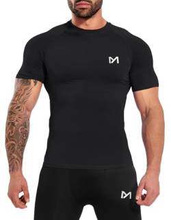 MEETYOO Kompressionsshirt Herren,Funktionsshirt Kurzarm Fitnessshirt Männer Sportshirt Atmungsaktiv Laufshirt für Laufen Jogging Sportshirt Turnhalle von MEETYOO