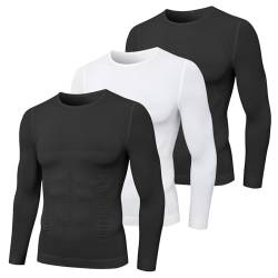 MEETYOO Shapewear Kompressionsshirt Herren Langarm Body Shaper Sportshirt Tight Unterwäsche Unterhemd Funktionsshirt Atmungsaktiv Fitness Bodybuilding Männer Top von MEETYOO