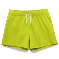 MEILONGER Mädchen Jungen Shorts Badehose Strand Board Shorts Kinder Kurze Leichte Casual Badeanzug Bademode Keine Liner(Gelb Grün,5) von MEILONGER