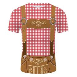 Bier Tshirt Herren Sommer T-Shirt Trachten T-Shirt Herren Fashion Print Oktoberfest Accessoires Festival Outfit Männer Leichte Sommershirt Bedrucktes Lustiges Oktoberfest-Shirt für Herren (2-Red, XL) von MEIYOUMK