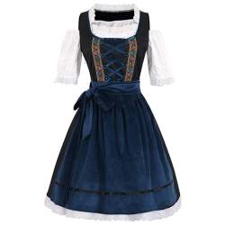 MEIYOUMK Trachtenkleid Damen Midi Dirndl Dirndl Ohne Schnürung Dirndlkleid Damen Elegant Rüschen Schnürung Deutsches Oktoberfest Weich Plaid Mode Kostüme Für Oktoberfest Bavarian Karneval von MEIYOUMK