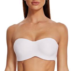 MELENECA Damen Trägerloser BH - Bügel,Ohne Einlagen,Große Größe Minimizer Bandeau BH Weiß 95C von MELENECA