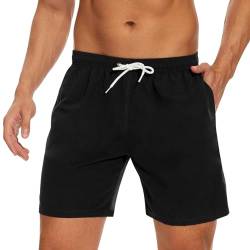 MELLIEX Badehose für Herren Atmungsaktiv Wasserabweisend Badeshorts Männer Trainingsshorts Elastisch Verstellbar Mit Tunnelzug Meshfutter Schwarz - S von MELLIEX