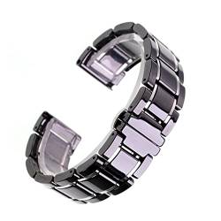 MENGKE 14 15 16 17 18 19 20 21 22 23 24 Mm Luxus-Keramikband Weiß Schwarz Roségold Herren Damen Uhrenarmband Armband Gürtel(Black and silver,14mm) von MENGXIU