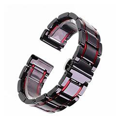 MENGKE 14 15 16 17 18 19 20 21 22 23 24 Mm Luxus-Keramikband Weiß Schwarz Roségold Herren Damen Uhrenarmband Armband Gürtel(Black and red,16mm) von MENGXIU