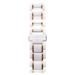 MENGKE 14 15 16 17 18 19 20 21 22 23 24 Mm Luxus-Keramikband Weiß Schwarz Roségold Herren Damen Uhrenarmband Armband Gürtel(White and rose gold,16mm) von MENGXIU