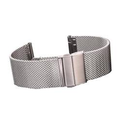 MENGKE 316l Edelstahl Milanese Loop Uhrenarmband Damen Herren Ersatzarmband 16mm 18mm 20mm 22mm Silber Schwarz(Type 1 Silver,16mm) von MENGXIU