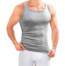 MERISH 5er Pack Herren Unterhemd Weiss Feinripp Weiß Tank Top Baumwolle T-Shirt 400 (XXL, 400 5er Pack Grau) von MERISH