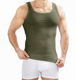 MERISH Herren Unterhemd 5er Pack / 10er Pack Tank Top Feinripp Baumwolle Weiß T-Shirt 400 (L, 400d 5er Set Khaki) von MERISH