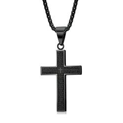 MERTTURM Kreuz Halskette für Herren, Schmuck Edelstahl, Kreuz Anhänger mit 60cm Kette, Farbe Schwarz(lichtecht & schweißfest) von MERTTURM