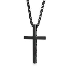 MERTTURM Kreuz Halskette für Herren, Titanstahl Silber Schwarz, Einfache Kreuz Anhänger Halskette, Schmuck Geschenke, 50-60CM Kastenkettero(lichtecht & schweißfest) von MERTTURM