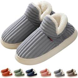 METERTREE Sunmoine Cloud Slippers, Cozy Pillow Warm Fuzzy House Slippers, Warm Slippers Ankle Slippers for Women Men, grau, 5.5-6 Women/4-4.5 Men von METERTREE