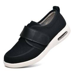 MFQLL Große Größe Plus Dünger-Diabetikerschuhe, rutschfeste, atmungsaktive Schuhe für Diabetiker mit Fußgewölbeunterstützung und Polsterung(Black,44 EU) von MFQLL