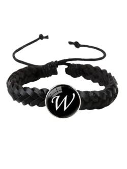 Herren-Handgelenkarmbänder, Herren-Lederarmband, schwarzes Herren-Lederarmband, handgefertigtes Armband mit Anfangsbuchstaben for Damen und Herren, verstellbare Seilarmbänder, Geschenke for Männer, Va von MFUPR