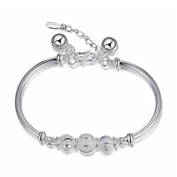 MFUPR Silberarmband, 925 Silberarmband, Damen 925 Silber Armband Exquisite Hand matt Silber Perlen Armband Mode Armband Damen Silber Schmuck von MFUPR