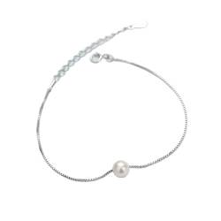 MFUPR Silberarmband, 925 Silberarmband, Damen 925 Silber Armband Exquisites verstellbares Perlenarmband Damen Silberarmband Mode Silber von MFUPR