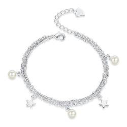 MFUPR Silberarmband, 925er Silberarmband, Damen 925 Silberarmband Exquisites Silber Doppelkettenarmband Modearmband Damen Silberschmuck von MFUPR