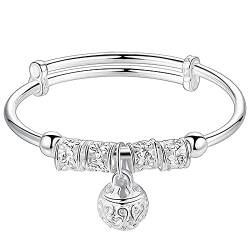 MFUPR Silberarmband,925 Silberarmband,Damen 925 Silber Armband Verstellbar Armreif Handgeschnitzt Hohlsilber Perlen Freundschaftsarmband von MFUPR