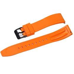 MFYHMY Gummi-Uhrenarmband, 20 mm, 22 mm, 24 mm, Schnellverschluss-Armbänder, Ersatz-Uhrenarmband, Damen-Zubehör, generisches Uhrenarmband (Orange BK) von MFYHMY