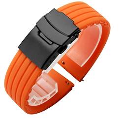 MFYHMY Uhrenarmband mit Reifenmuster, Schnellverschluss, Gummiarmband, 18 mm, 20 mm, 22 mm, 24 mm, Sportarmbänder, Zubehör (Orange Schwarz, 22 mm) von MFYHMY