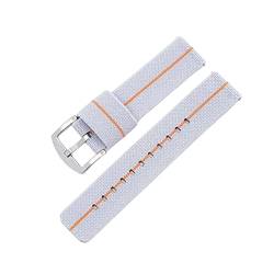 MFYHMY Uhrenarmband mit Schnellverschluss, Canvas-Nylon, 20 mm, 22 mm, 18 mm, 24 mm Breite, Uhrenarmband-Zubehör (Grau, Orange, 22 mm) von MFYHMY