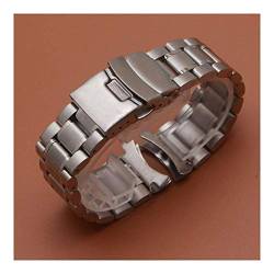 Uhrenarmbänder, 18 mm, 20 mm, 22 mm, 24 mm, massives Edelstahl-Gliederarmband, Armbanduhrenarmband, Herrenuhren, Armbänder, Uhrenersatz, gebogene Enden #0000 (Farbe: Silber, Größe: 18 mm) (Silber 20 m von MFYHMY