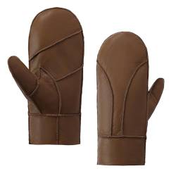 MGGMOKAY Männer Fäustlinge für Winter Herren Lammfell Shearling Fäustlinge Winter Lederhandschuhe,Kamel,XL von MGGMOKAY