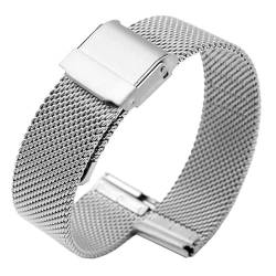 MGHN Edelstahl-Uhrenarmband 12 14 16 17 18 19 20 21 22 23 24 mm Herren Damen Universal-Uhrenarmband aus Stahl(Silver,19mm) von MGHN