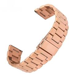 MGHN Edelstahlarmband 18/20/22/24 mm Faltschließe Schnellverschluss Herren Damen Metall Ersatzband for Smartwatch(Rose gold,18mm) von MGHN