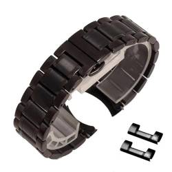 MGHN Gebogenes Ellenbogen- und Flachkopf-Doppelzweck-Edelstahlarmband, 12, 13, 14, 15, 16, 17, 18, 19, 20, 21, 22, 23, 24 mm Metallarmband(Color:Schwarz,Size:22mm) von MGHN