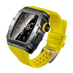 MGTCAR 3-in-1-Set für Apple Watch 9, 8, 7, 45 mm, 6, 5, SE, 44 mm, Smartwatch, Ersatzarmband aus gehärtetem Metall, 3-in-1-Set, 45 mm, Achat von MGTCAR