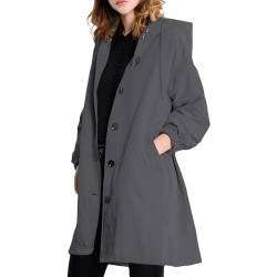 MGizo DtiSpectrum Trenchcoat für Damen – Einreihige Windjacke mit Kapuze, Wasserdichter Outdoor-Übermantel, Softshell-Regenmantel zum Wandern und Pendeln von MGizo DtiSpectrum