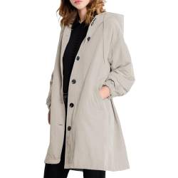 MGizo DtiSpectrum Trenchcoat für Damen – Einreihige Windjacke mit Kapuze, Wasserdichter Outdoor-Übermantel, Softshell-Regenmantel zum Wandern und Pendeln von MGizo DtiSpectrum