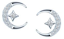 MICGIGI Damen 925 Sterling Silber Ohrringe Stern und Mond Zirkonia Ohrstecker von MICGIGI