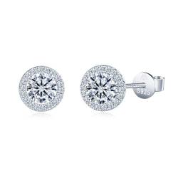 MICMIF Ohrringe Damen 1 Karat 2 Karat Moissanite Diamant Halo Runde Ohrstecker aus Silber 925, VVS1 D Farbe Zertifikat Moissanit Ohrringe Hypoallergen Ohrschmuck für Frauen Freundin Mama von MICMIF