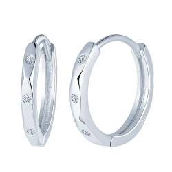 MICYUMI Damen Herren S925 Sterling Silber Ohrringe 14mm Durchmesser Creolen Ohrringe Cubic Zirkonia Hoop Ohrringe von MICYUMI