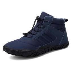 MIEHUIAI Barfußschuhe Winter Herren Damen Winterstiefel Wasserdicht Winterschuhe Rutschfeste Barfuss Schuhe Warm Gefüttert Schneestiefel(A108 Blau,46EU) von MIEHUIAI