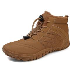 MIEHUIAI Barfußschuhe Winter Herren Damen Winterstiefel Wasserdicht Winterschuhe Rutschfeste Barfuss Schuhe Warm Gefüttert Schneestiefel(A109 Braun,40EU) von MIEHUIAI