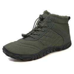 MIEHUIAI Barfußschuhe Winter Herren Damen Winterstiefel Wasserdicht Winterschuhe Rutschfeste Barfuss Schuhe Warm Gefüttert Schneestiefel(A109 Grün,48EU) von MIEHUIAI