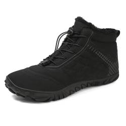 MIEHUIAI Barfußschuhe Winter Herren Damen Winterstiefel Wasserdicht Winterschuhe Rutschfeste Barfuss Schuhe Warm Gefüttert Schneestiefel(A109 Schwarz,42EU) von MIEHUIAI