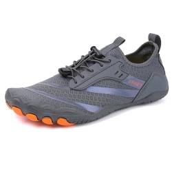 MIEHUIAI Unisex Barfußschuhe Damen Badeschuhe Herren Wasserschuhe Barfussschuhe Sommer rutschfeste Aquaschuhe Atmungsaktiv Schwimmschuhe Leicht Schnell Trocknend Fitnessschuhe(028 Grau,42EU) von MIEHUIAI