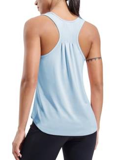 MIER Ärmelloses Workout-Tanktop für Damen., Hell, blau, X-Klein von MIER