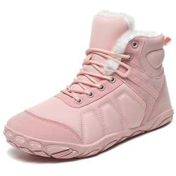 Barfußschuhe Winterstiefel Herren Damen Schneestiefel Herren Damen Winterstiefel Herren Damen Warm Gefüttert Barfußstiefel für Herren Damen Wasserdicht Outdoor Anti-Rutsch Bequem Leicht Pink38EU von MIFAWA