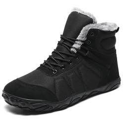 Barfußschuhe Winterstiefel Herren Damen Schneestiefel Herren Damen Winterstiefel Herren Damen Warm Gefüttert Barfußstiefel für Herren Damen Wasserdicht Outdoor Anti-Rutsch Bequem Leicht Schwarz2 42EU von MIFAWA