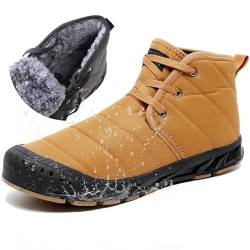 MIFAWA Winterschuhe Herren Schneestiefel Winterstiefel Warm Gefüttert Kurzschaft Stiefel Wasserdicht Leicht Winter Outdoor Boots Bequem Rutschfeste Schnürsenkel Schneeschuhe (Brown 40EU) von MIFAWA